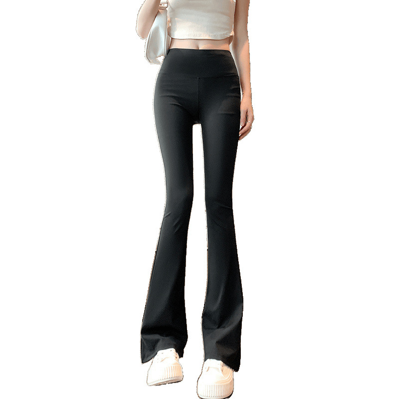 Pantalones de gran tamaño para mujeres primavera y verano de cintura alta pantalones casuales elásticos negros delgados pantalones largos de moda comercio exterior al por mayor