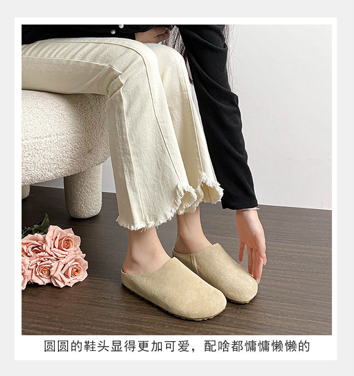 Dép lê nữ bít mũi đế dày mũi rộng phong cách Birkenstock, gót 3 cm — Màu caramel, Màu kaki, Màu mơ chi tiết 11