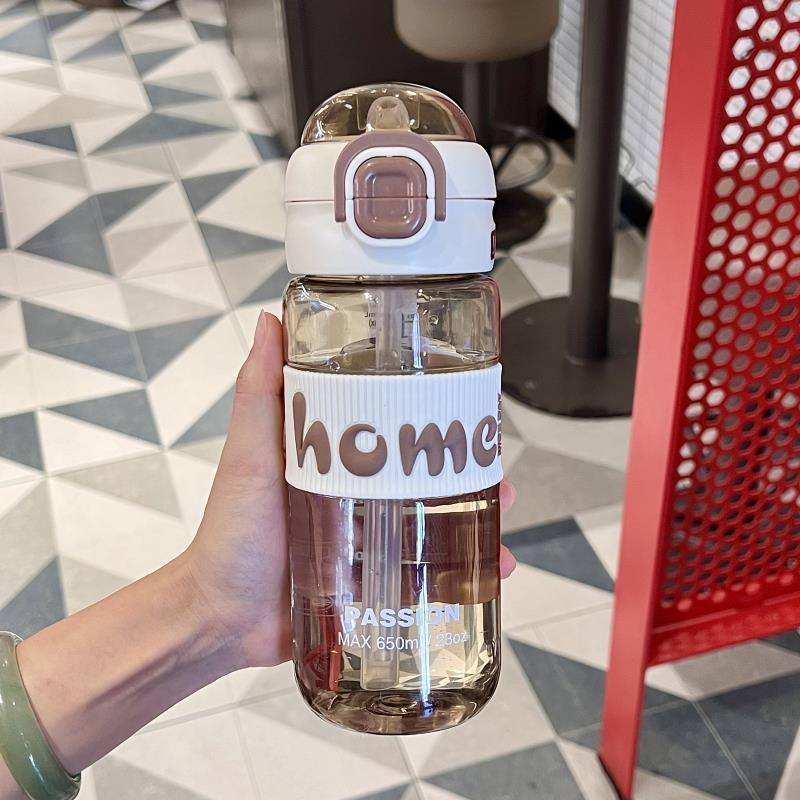 Nueva taza de agua de gran capacidad, doble bebida, estudiantes masculinos y femeninos, botella de agua deportiva portátil de alto valor, taza de verano de plástico con pajita