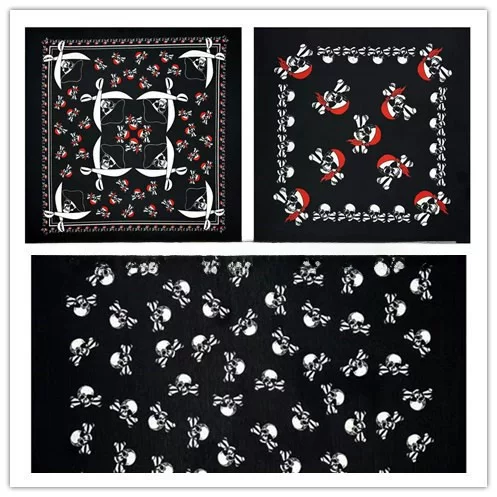 Polyester 4 Styles Manufacturer Fashion Printed Pirate Ghost Head Square Scarf European and American Fashion Men's and Women's Handkerchiefs Outdoor Cycling Headscarf