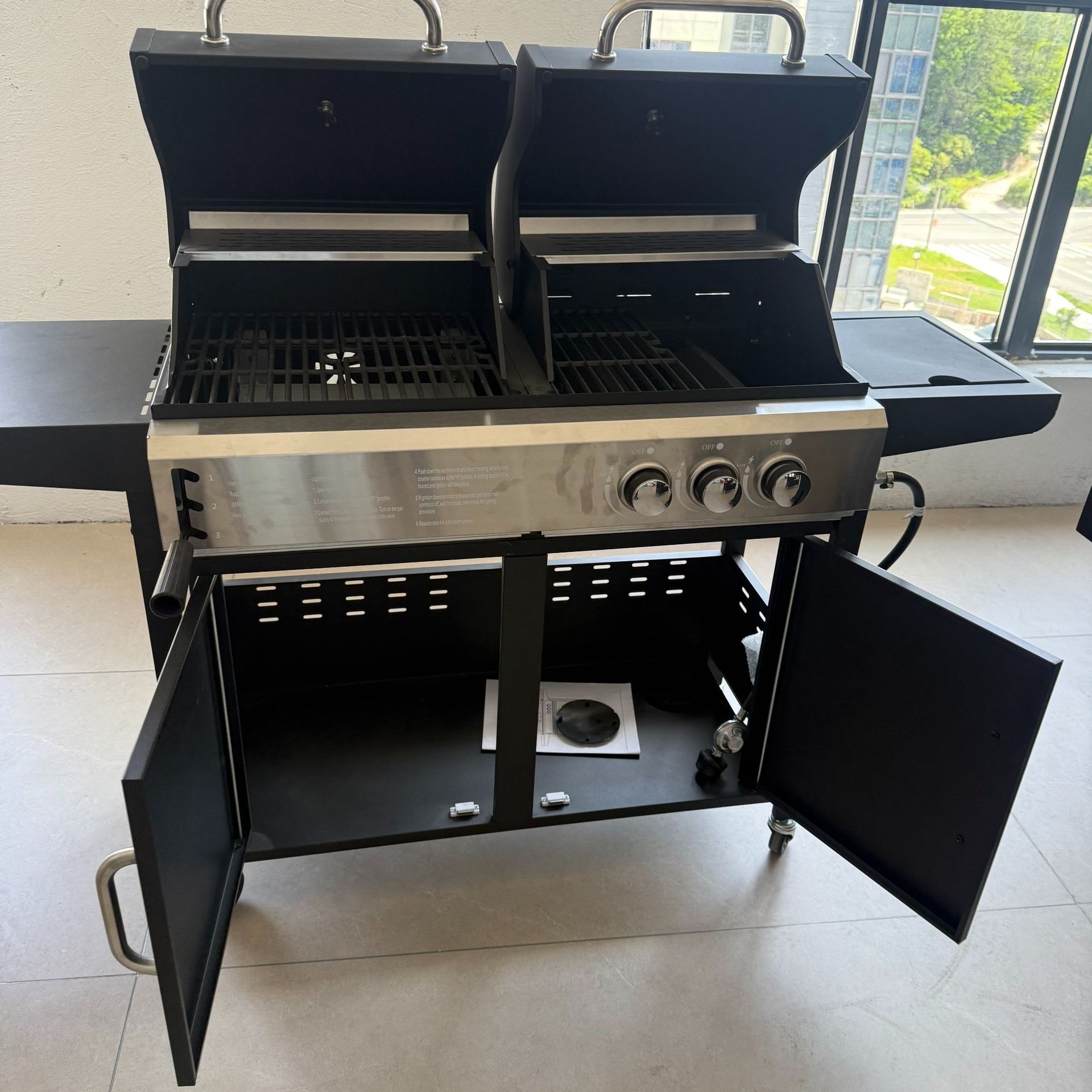 Nueva parrilla de barbacoa de venta al por mayor de acero inoxidable del fabricante, parrilla portátil para acampar en el campo, parrilla de barbacoa de encimera empotrada