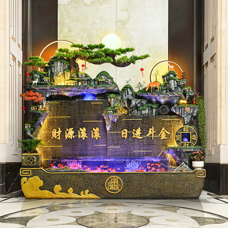 假山流水喷泉养鱼缸办公室酒店客厅阳台花园装饰送礼家居落地摆件