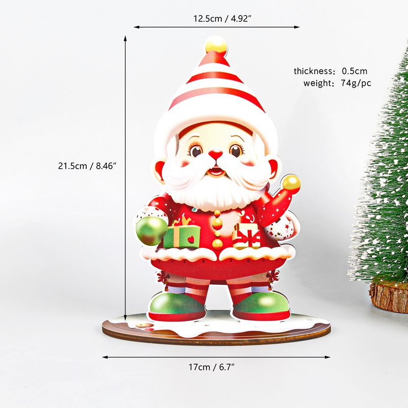 クリスマス装飾木製デスクトップ装飾品ダイニングショッピングモールショップウィンドウ木製工芸品カラフルな組み立てられた装飾品|undefined