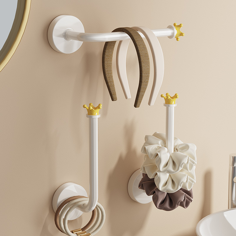 クラウンヘアバンド収納棚トイレ髪飾りクリップ皮筋ひもフック髪ひも収納神器|undefined