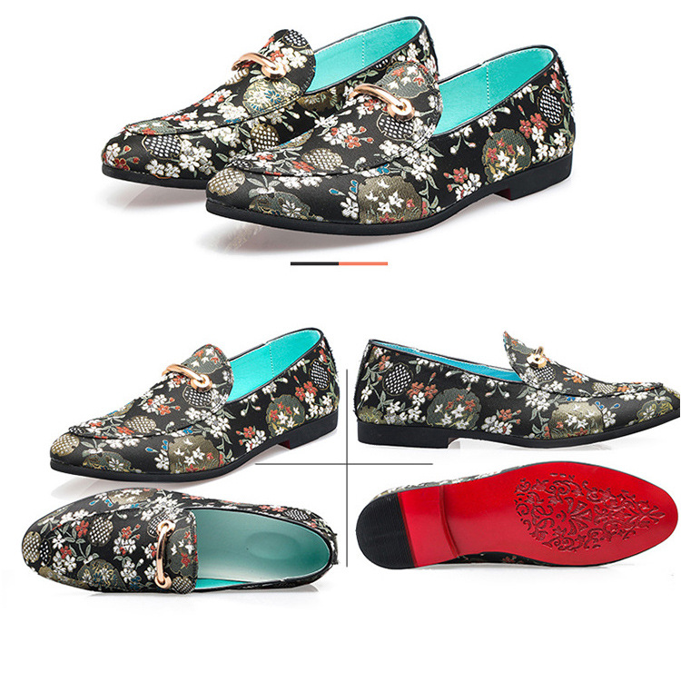 Novi modni čevlji Klasični vezeni moški čevlji s koničastim vzorcem, enojni čevlji z lenim fižonom_voghion.com