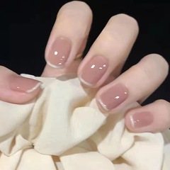 【ArtHoa】Handmade Beauty Nail Bean Sand False Nail Wearable Nail Art Removable Nail Sticker 2-Minute Short Nail