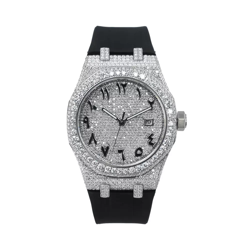 莫桑钻男士手表全自动欧美机械钢带满钻外贸爆款简约潮流装饰腕表