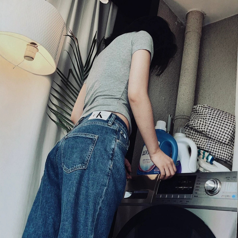 Jennie's Same Style C-Brand Denim Super 90S Classic Jeans Retro Black and White Label Slimming Straight-Leg Pants Long Pants