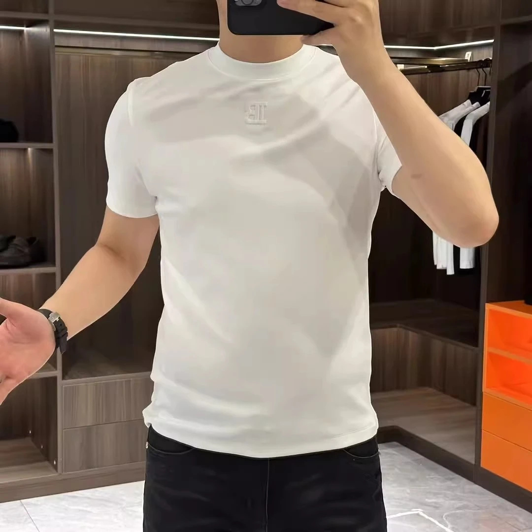 2026 spring early spring new men‘s elbow-sleeved top slim fit inner wear fashionable versatile short sleeve base layer t-shirt high elasticity