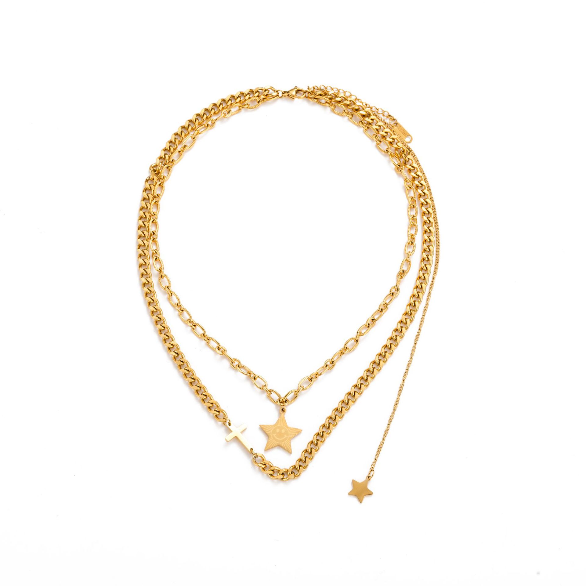 Fashion Star Titanium Steel Plating Layered Necklaces 1 Piece