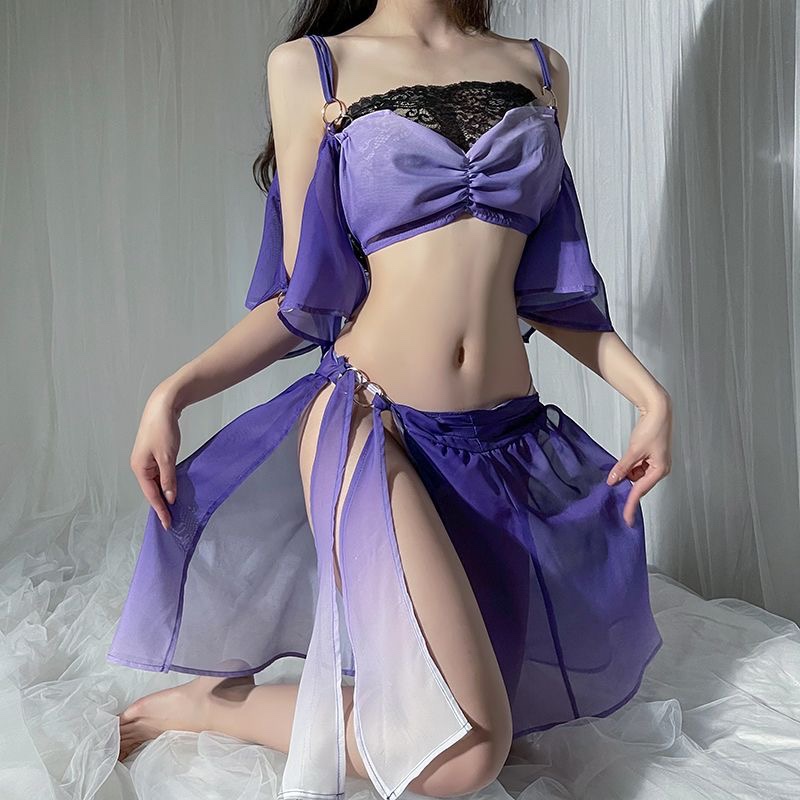 Zixia Fairy Hanfu-Inspired Lace Babydoll Set with Veil, Tube Top, Dress and Panties — detail image 8