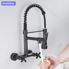 Copper body wall-mounted kitchen rotating faucet