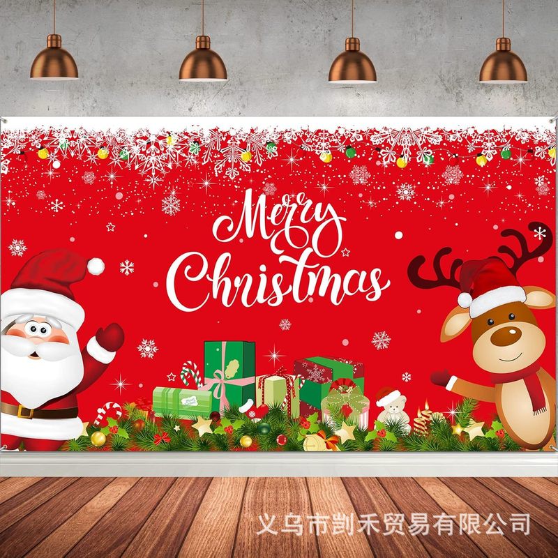クロスボーダー新しいクリスマスバナーフェスティバルパーティー装飾ドアカーテンパーティー吊り旗クリスマスカプレット工場|undefined