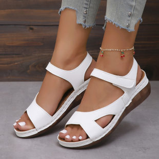 Foreign trade 2024 sandals new pattern thick sole fashion independent station large size super high heel women's shoes magic belt light
