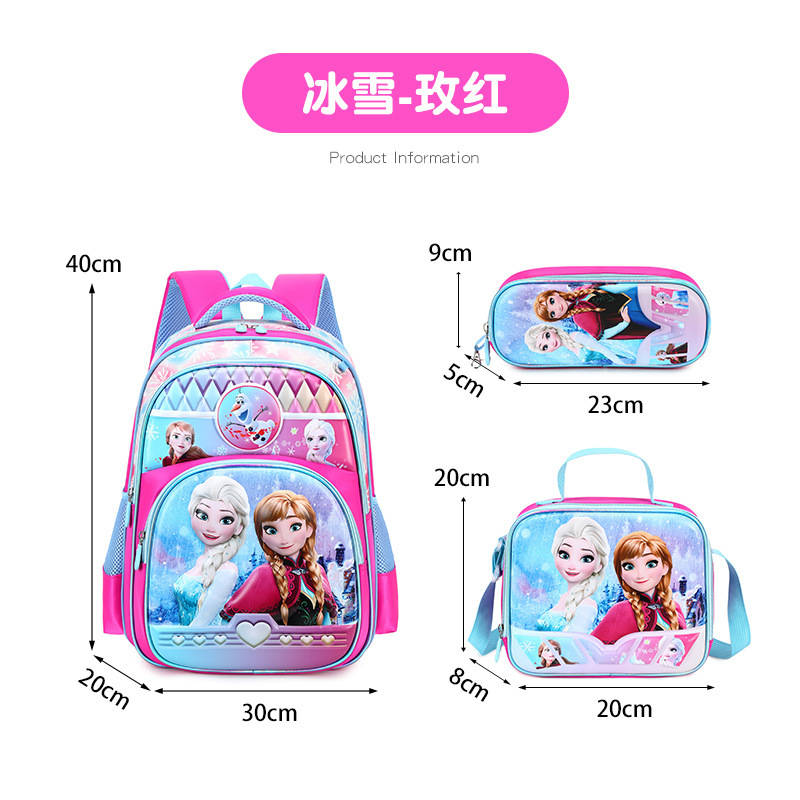 Juego de mochila escolar de nailon de tres piezas, mochila infantil para estudiantes de primaria, mochila ligera con ruedas, lonchera bonita