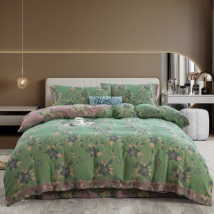 Cotton Class a Maternal and Infant Grade Yarn-Dyed Double-Layer Yarn Quilt Cover Four-Piece Set Is Soft and Skin-Friendly