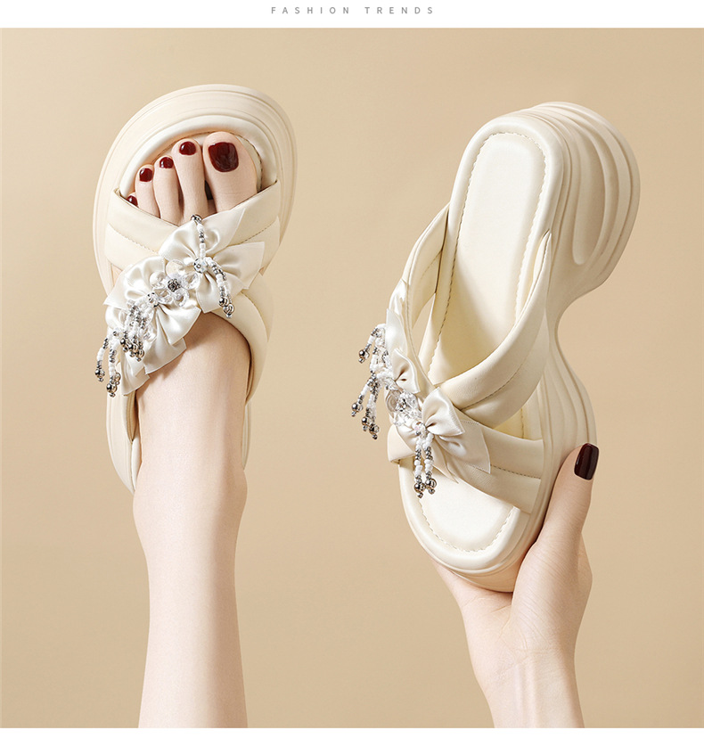 Dép sandal nữ đính đá mũi hở đế dày phối hoa một quai ngang — JST 7226m màu, gót cao 5cm, JST 7226 gót đen cao 5cm chi tiết 13