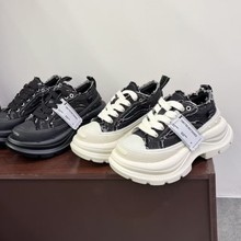 增高6cm帆布鞋女款厚底单鞋情侣款拼色休闲乞丐鞋时尚百搭潮鞋男