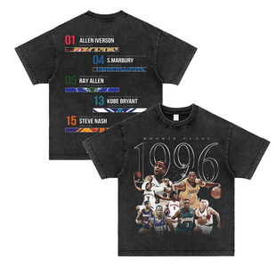 Kobe Bryant 1996 Golden Generation American Small Neckline Retro T-Shirt Heavy Vintage Loose Basketball Short Sleeves