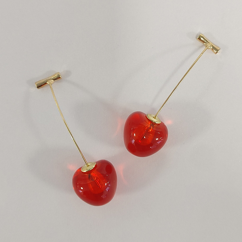 Aretes de cereza roja para mujer – colgante exquisito, fruta de imitación versátil, nuevo estilo