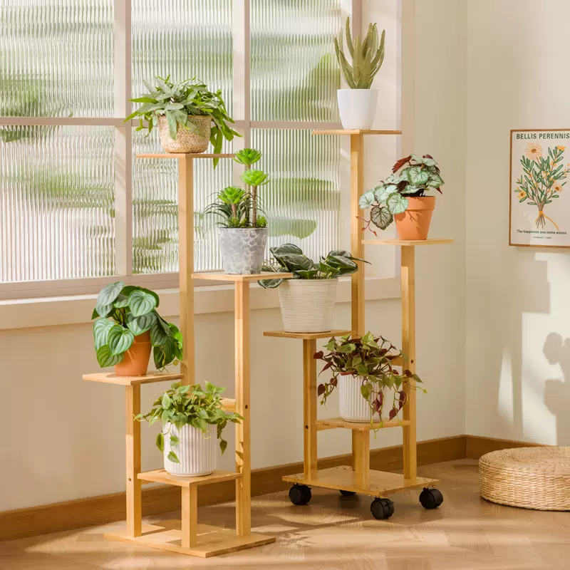 中式花架子客厅落地式置物架阳台实木摆件花台室内装饰多层花盆架