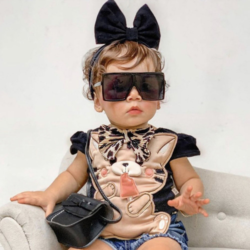  New European and American Fashion Square Frame Sunglasses Baby Boys Girls Trendy Personality Glasses Children's Sun Glasses 