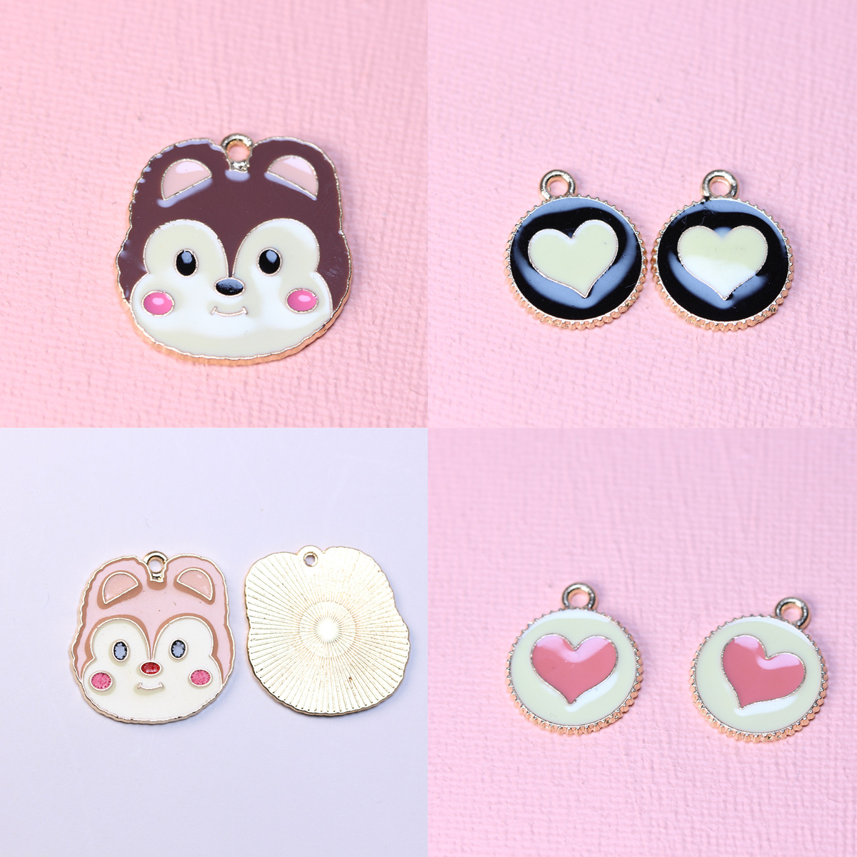 DIY 보석 액세서리 합금 오일 드롭 허스키 강아지 머리 사랑 태그 커플 팔찌 열쇠 고리 펜던트