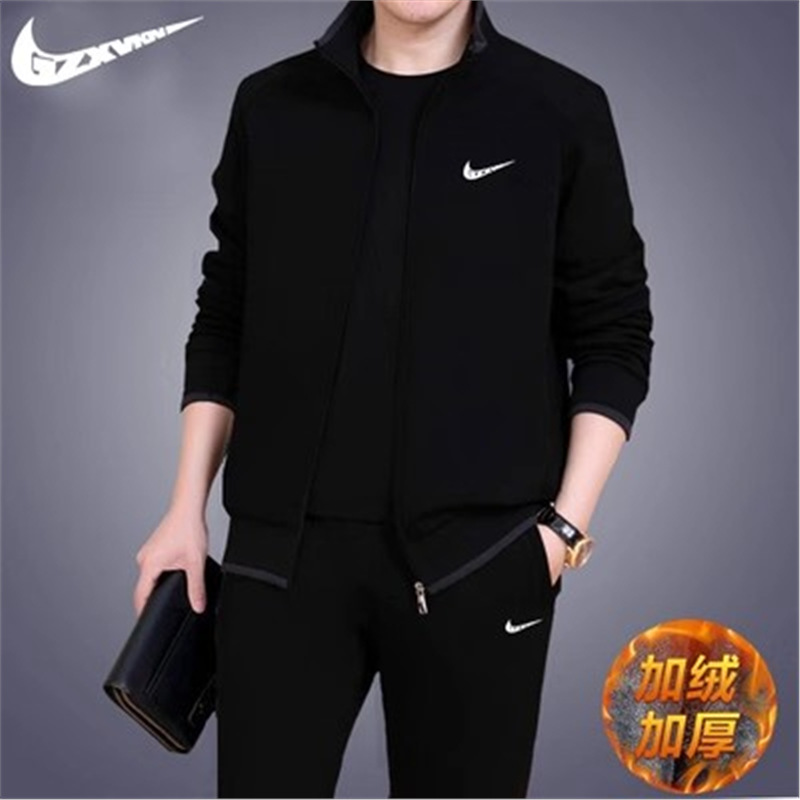 Nkd---608 black gray edge plus velvet model-long set