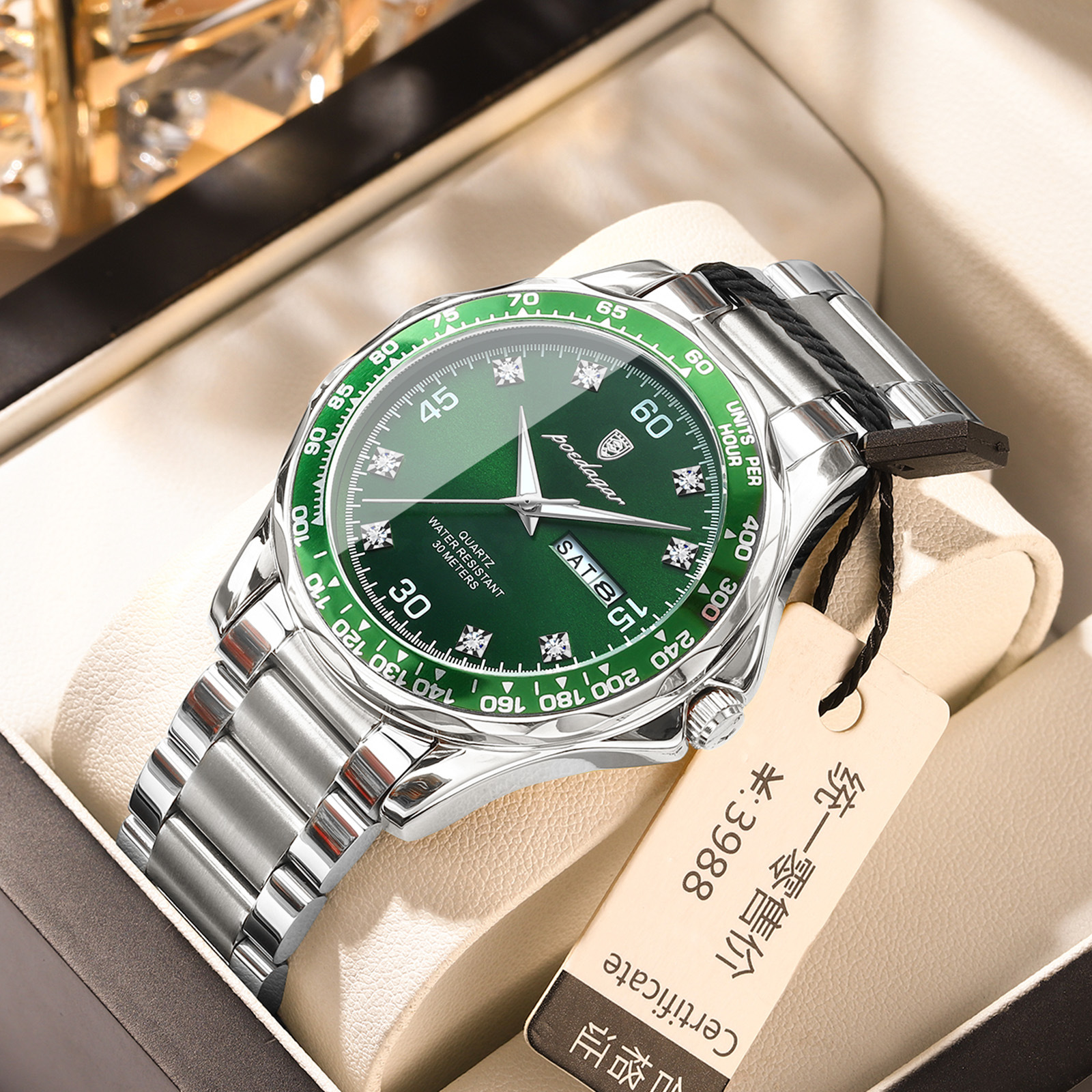 Reloj de lujo para hombre de la marca suiza nuevo reloj de cuarzo con cinturón de acero impermeable en vivo