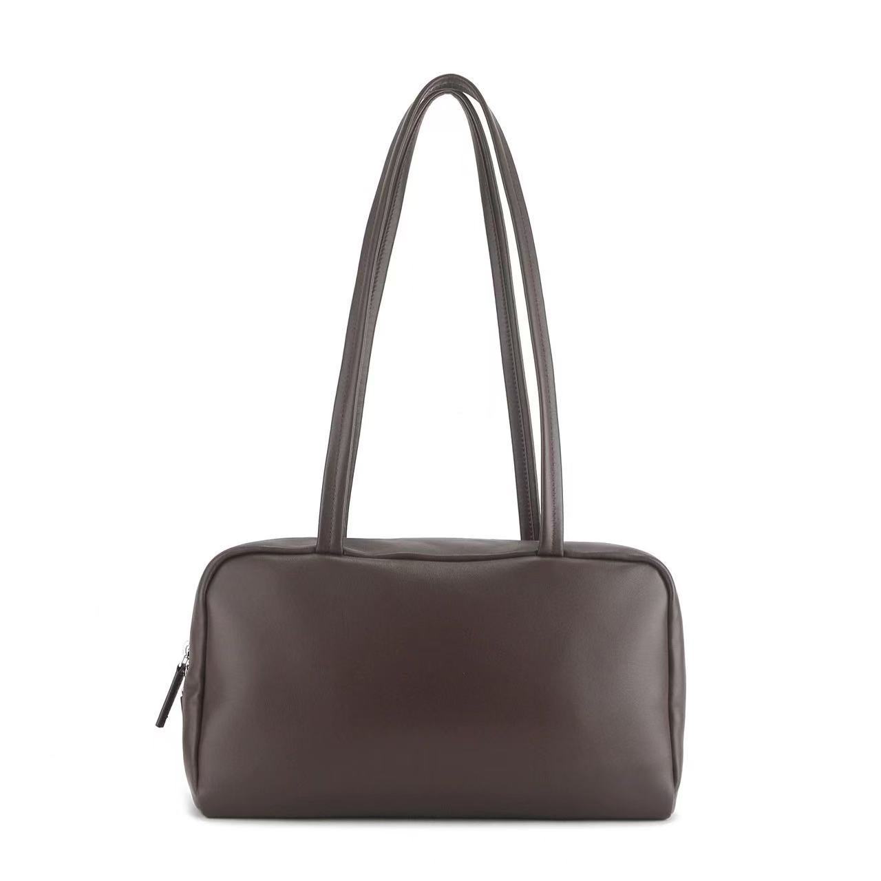 Astra Sheepskin Bowling Bag Boston Commuter Minimalist Shoulder Underarm Bag For Women Genuine Leather - Thumbnail 8