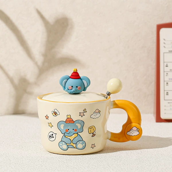 Orange Elephant (Hi Style) Cup + Lid + Spoon