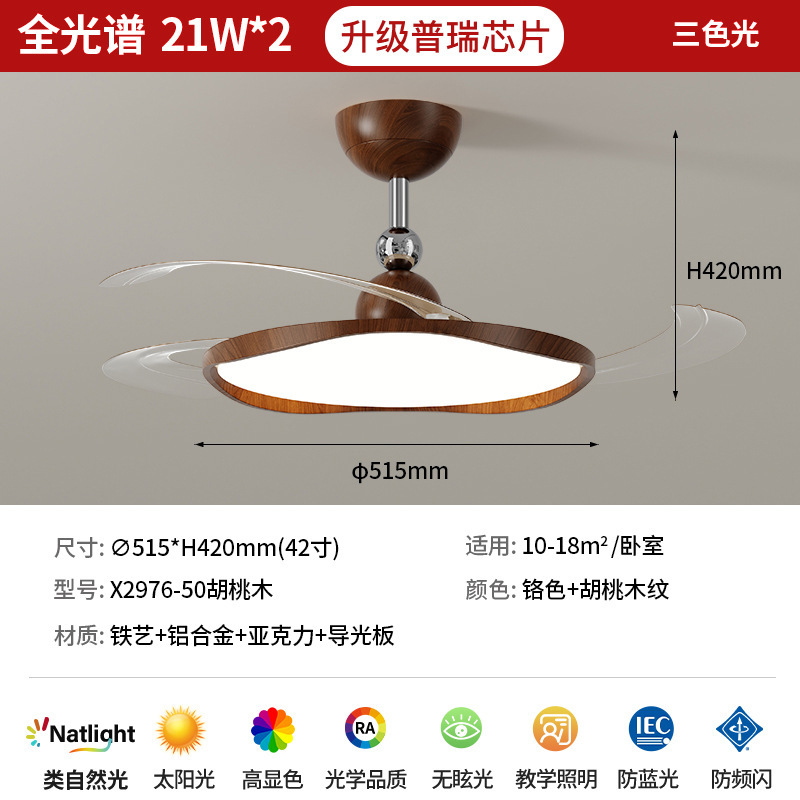 北欧隐形超薄风扇灯客厅吸顶灯餐厅卧室现代简约大气全光谱护眼灯|undefined