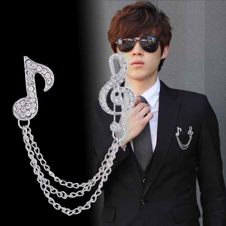 Moda corona alas diamante borla hombres traje broche simple todo partido traje vestido abrigo ramillete accesorios