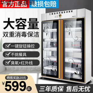 Commercial Vertical Large Capacity Stainless Steel Double Door Kitchen Dish Cleaning Cabinet with Disinfection Function