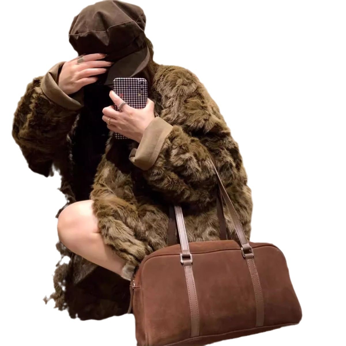 겨울 새 염색 팁 모조 밍크 플러시 모피 코트 여자 중간 길이의 모피 원피스 게으른 스타일 코트