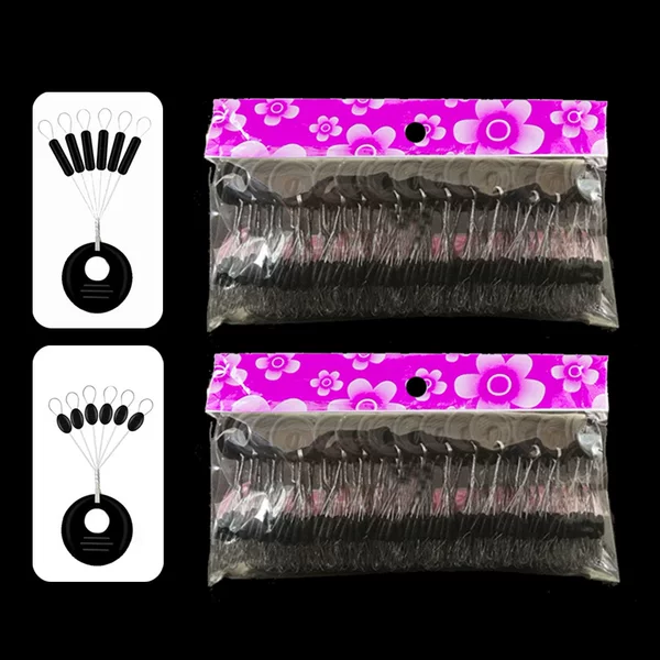 Wholesale Line Set Accessories Black 100 Sets of Cylindrical Olive-Shaped Fishing Rubber Space Beans Bulk Beans