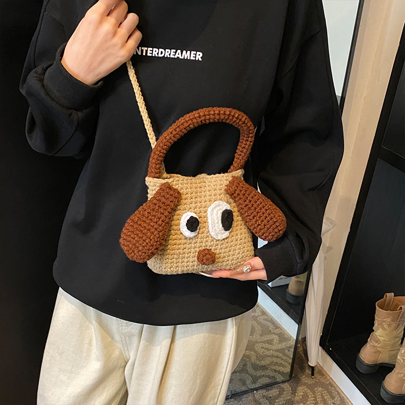 Productos acabados gancho niñas y niños bolsos de hombro caricatura lindo perro de ojos grandes bolsos de mano para niños otoño y invierno nuevos bolsos para niños