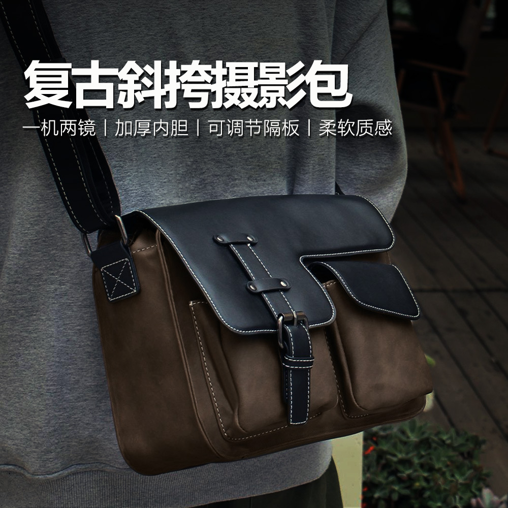 레트로 카메라 가방 크로스 바디 남성용 마이크로 SLR 단일 어깨 카메라 가방 CCD 캐논 M50 후지 XS10