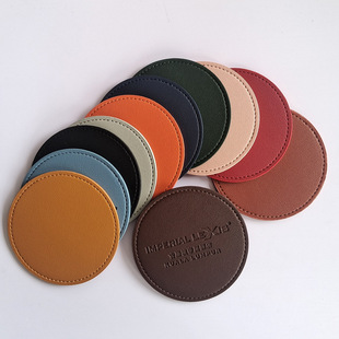 Cross-border Direct Supply Solid Color Leather Coaster Custom Thickened Soft Leather Insulated Placemat Coffee Tea Mat Custom