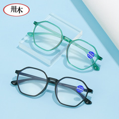 Cross-border anti-blue light reading glasses, fashionable polygonal reading glasses for middle-aged and elderly women, high-definition reading glasses