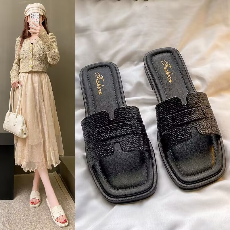 Women's Summer Sandals H-strap Flat Non-slip Fashion Slippers_voghion.com