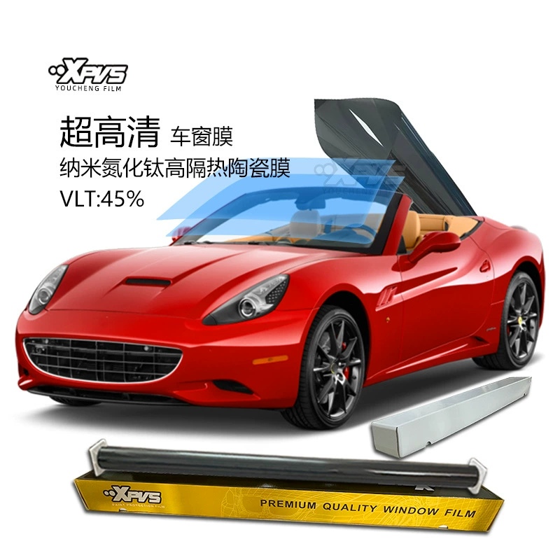 Автомобильная солнечная пленка Ultra HD нано-нитрид титана высокоизолированная керамическая пленка VLT45 % черный кристаллический передний солнцезащитный крем