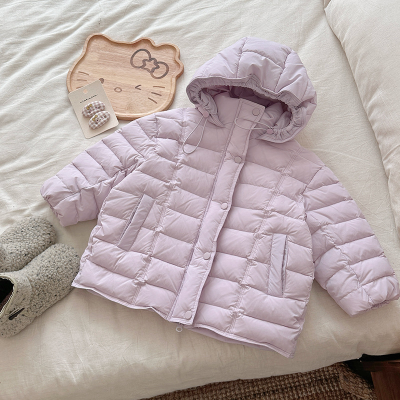 [en stock] nuevo estandarte nacional 90 chaqueta de plumón de color blanco para niños 2025 ropa de invierno nueva chaqueta de bebé media y larga