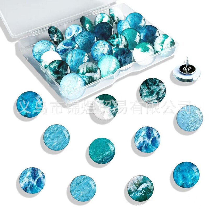 Cross-Border Amazon Best-Selling Ocean Series Transparent Glass Time Gem Pushpin Message Board Decorative Nail Marble