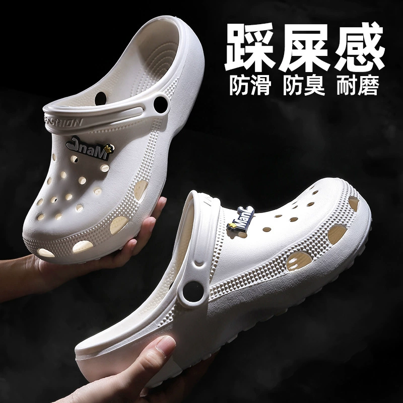 Модная универсальная Мужская Уличная обувь с дырками, летние тапочки, модные мужские двусторонние тапочки с закрытым носком, полые Тапочки