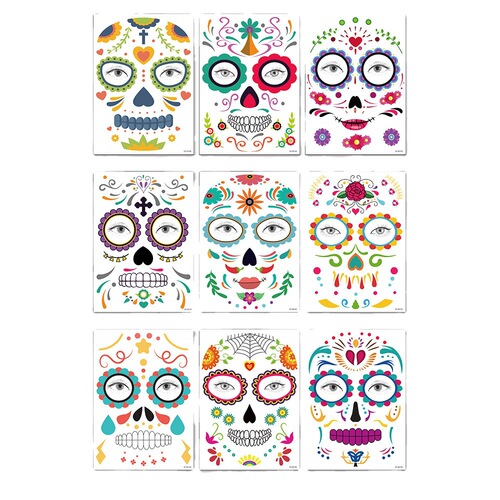 Cross-border waterproof sweat-proof ghost festival costume party funny makeup temporary stickers Halloween face tattoo stickers