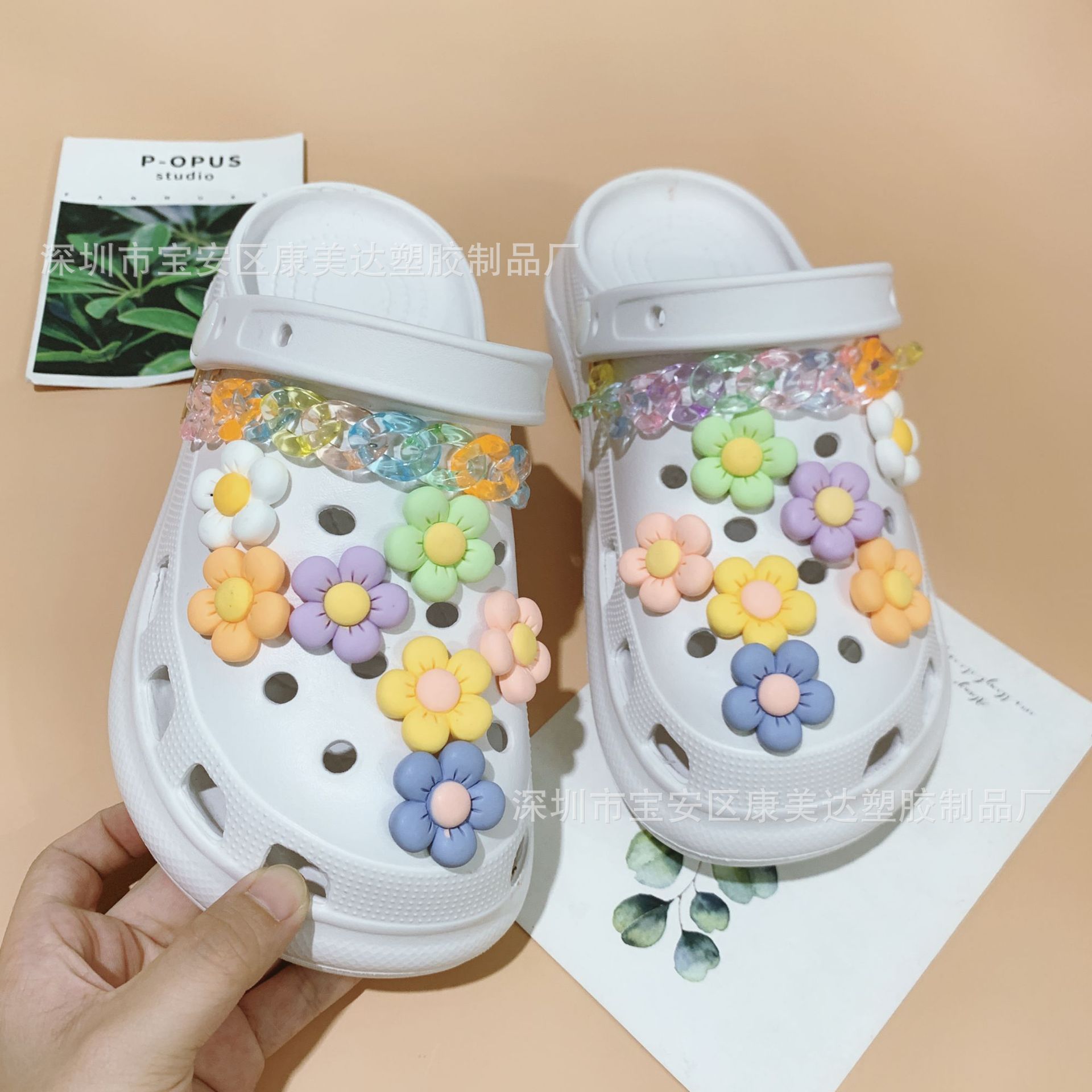 K115-colorful 5 잎 꽃 세트 컬러 체인 (신발 제외)