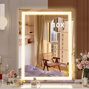 Desktop Smart Led Makeup Mirror with Light for Girls' Master Bedroom Dressing Table Mirror Three-Color Adjustable Stackable Desktop Mirror