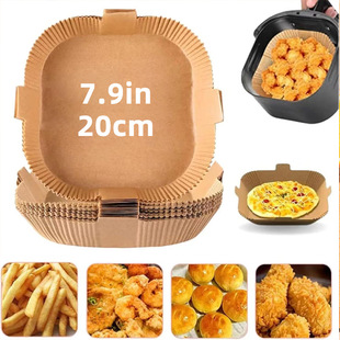 Cross-border square hanging ear air fryer paper silicone oil-absorbing paper oven baking paper tray disposable oil-proof paper holder