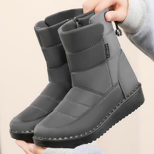 Cotton Shoes 2025 Winter Cross-Border Long Boots for Women Wholesale Fleece-Lined Thickeneded Warm Snow Boots Polyurethane Lightweight Cotton Boots